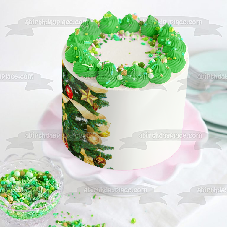 Adornos de bolas de árbol de Navidad Cinta Adorno comestible para pastel Imagen ABPID50675 