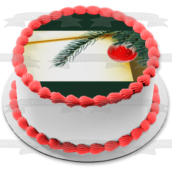 Adorno de bola roja para árbol de Navidad, adorno comestible para tarta, imagen ABPID50677 