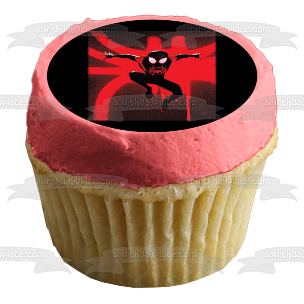 Spider-Man Spider-Verse Spider-Man Red and Black Logo Edible Cake Topper Image ABPID50448