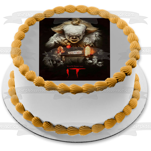 It Pennywise Movie Clowns Scary Halloween Edible Cake Topper Image ABPID50451