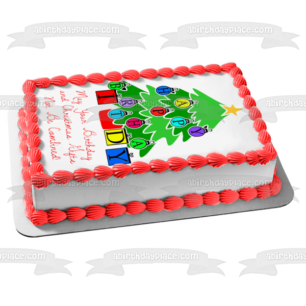 Cumpleaños Árbol de Navidad Birthmas Edible Cake Topper Imagen ABPID50471 