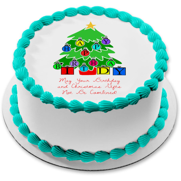 Cumpleaños Árbol de Navidad Birthmas Edible Cake Topper Imagen ABPID50471 