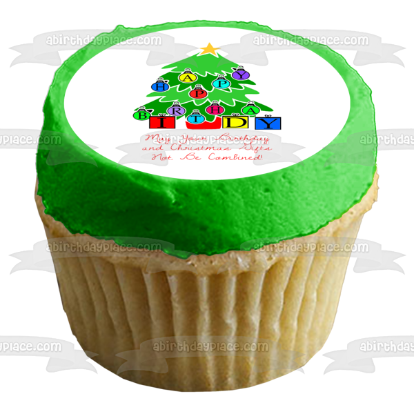 Cumpleaños Árbol de Navidad Birthmas Edible Cake Topper Imagen ABPID50471 