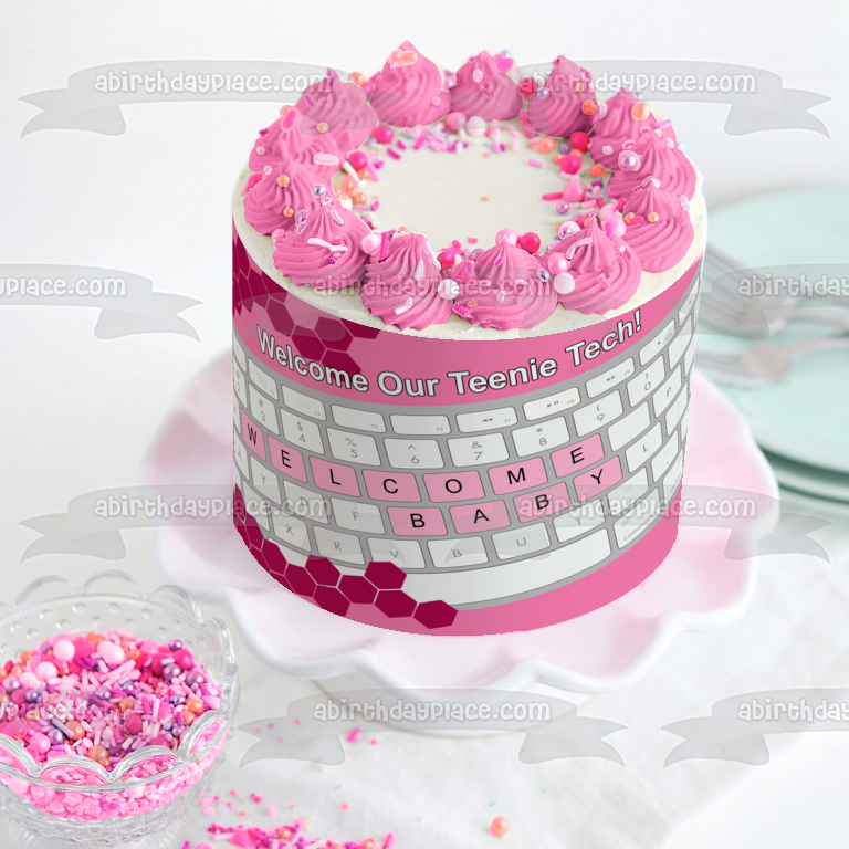 Imagen de adorno comestible para pastel rosa para baby shower de Teenie Tech ABPID50720 