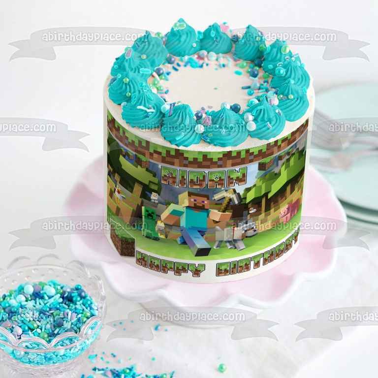 Imagen de decoración comestible para tarta comestible personalizada de Minecraft Steve ABPID50721 