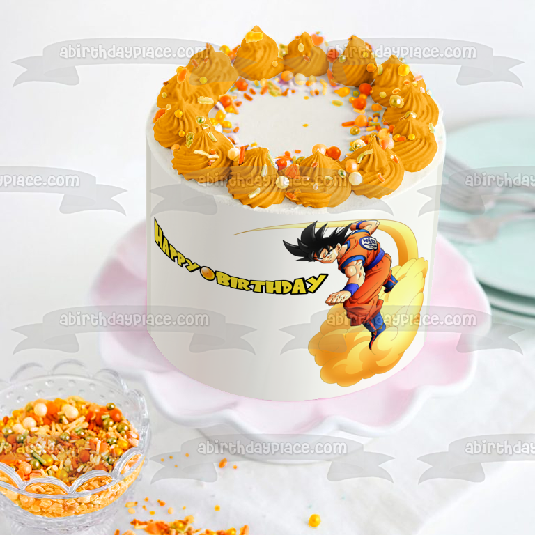 Imagen decorativa para tarta comestible de Dragon Ball Z Kakarotto, feliz cumpleaños, ABPID50734 