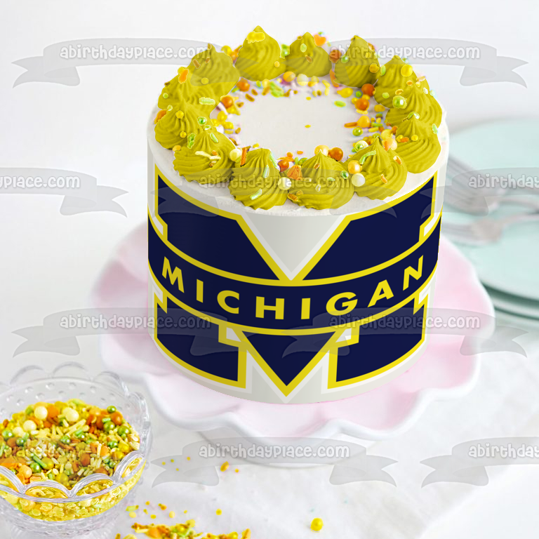 Imagen comestible para tarta con logotipo de los Wolverines de la Universidad de Michigan ABPID51000 