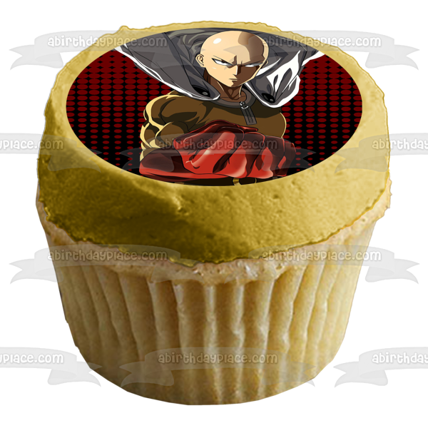 Imagen comestible para decoración de tarta comestible roja y negra de One Punch Man Saitama ABPID50740 