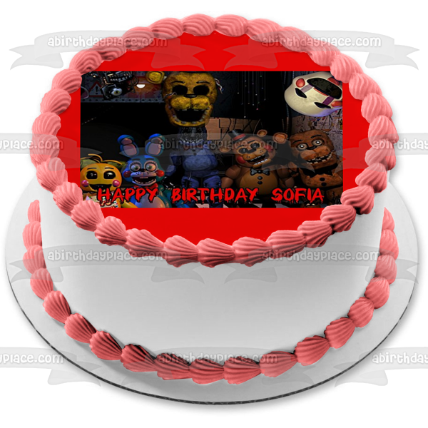 Imagen personalizada para decoración comestible para tarta de Five Nights at Freddy's Chica Bonnie Freddy Fazbear ABPID51009 