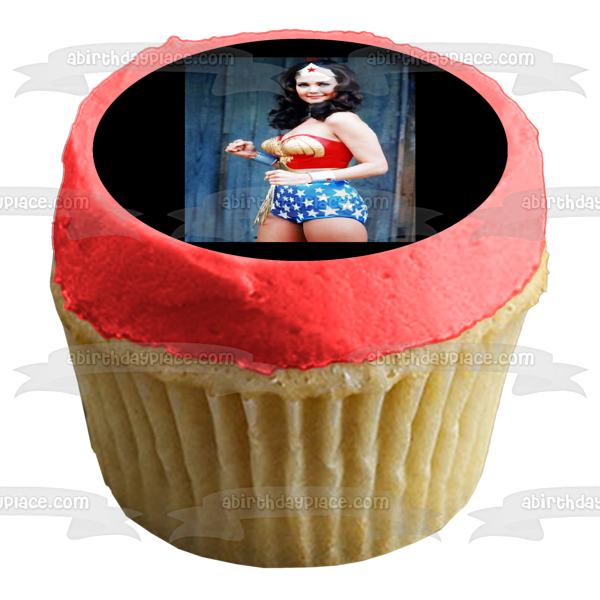 Imagen comestible para decoración de tarta de Wonder Woman Lynda Carter 1975 ABPID50763 