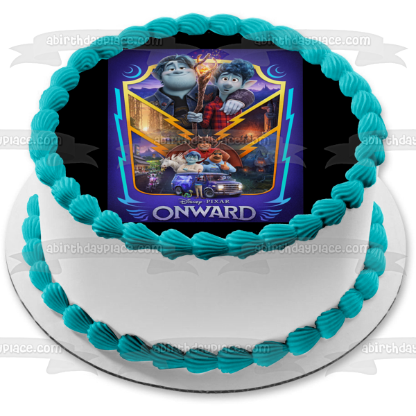 Disney Pixar Onward Movie Poster Ian Lightfoot Laurel Lightfoot Barley Lightfoot Edible Cake Topper Image ABPID51036