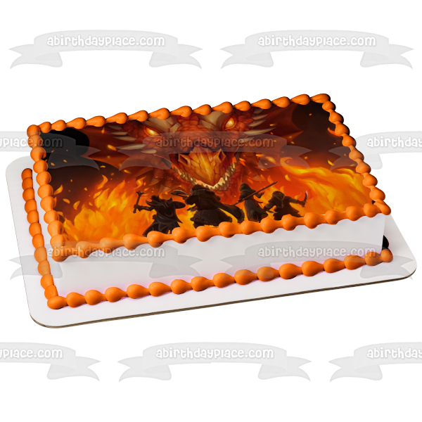 Imagen de decoración comestible para tarta de Dungeons and Dragons Red Dragon Flames Battle Warriors of Waterdeep Dnd ABPID50813 