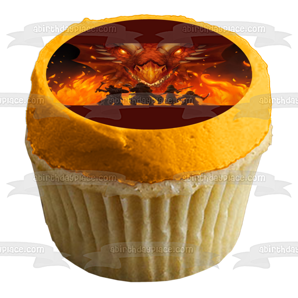 Imagen de decoración comestible para tarta de Dungeons and Dragons Red Dragon Flames Battle Warriors of Waterdeep Dnd ABPID50813 