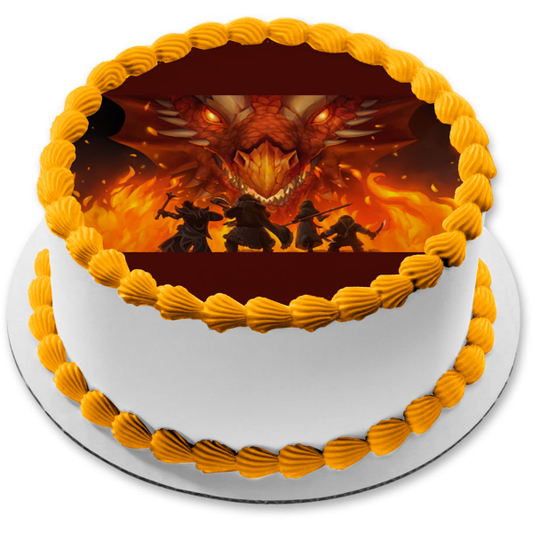 Imagen de decoración comestible para tarta de Dungeons and Dragons Red Dragon Flames Battle Warriors of Waterdeep Dnd ABPID50813 