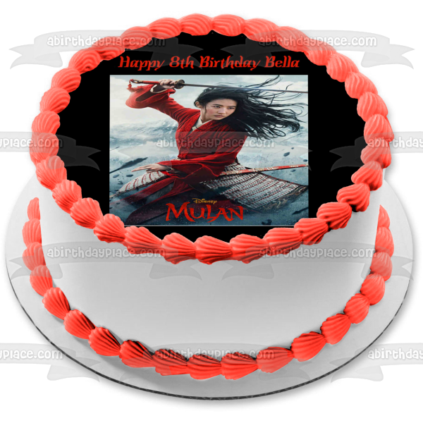 Disney Mulan the Sword Happy Birthday Personalized Name Edible Cake Topper Image ABPID51053