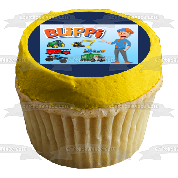 Blippi Youtube Youtuber Transporte Tractor Excavadora Camión De Bomberos Tren Monster Truck Camión De Basura Edible Cake Topper Imagen ABPID50827 