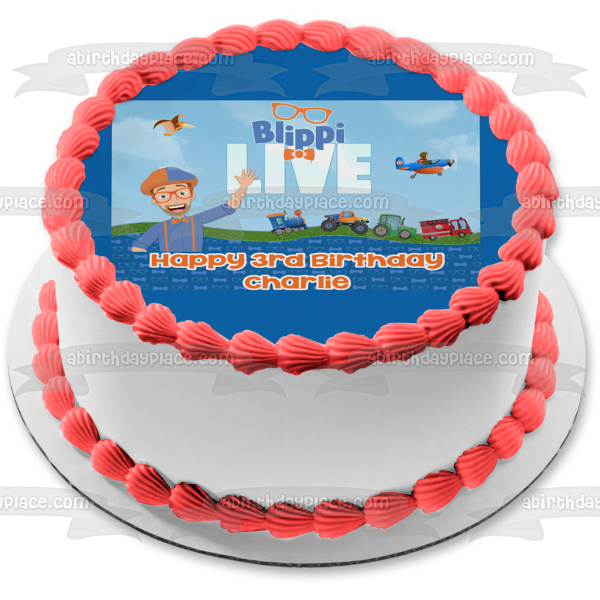 Blippi Live Transportation Youtube Youtuber Bowtie Adorno comestible para tarta Imagen ABPID50829 