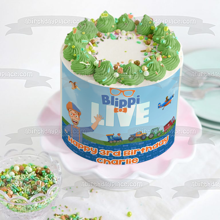 Blippi Live Transportation Youtube Youtuber Bowtie Adorno comestible para tarta Imagen ABPID50829 