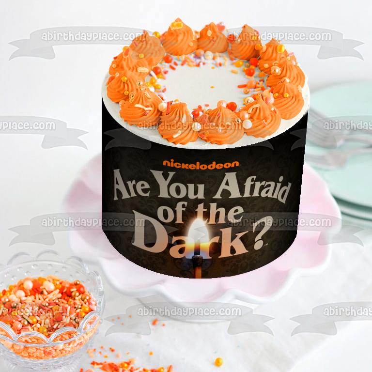 Are You Afraid of the Dark Nickelodeon Lit Match Black Background Edible Cake Topper Image ABPID51060