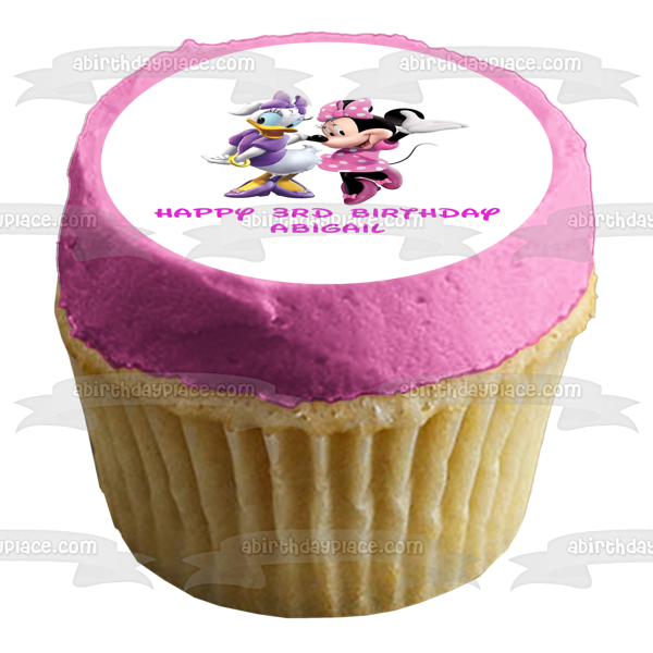 Daisy Duck Minnie Mouse Friends Forever Cumpleaños Disney Nombre personalizado Edible Cake Topper Imagen ABPID51081 