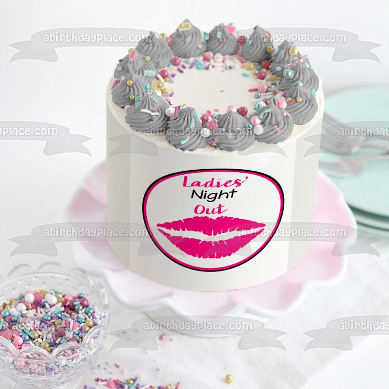 Decoración comestible para tarta con beso de labios rosas de Ladies' Night Out Imagen ABPID50864 