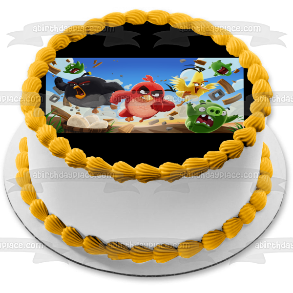 The Angry Birds 2 Terrence Chuck Bomb Green Pigs Running Edible Cake Topper Image ABPID51099