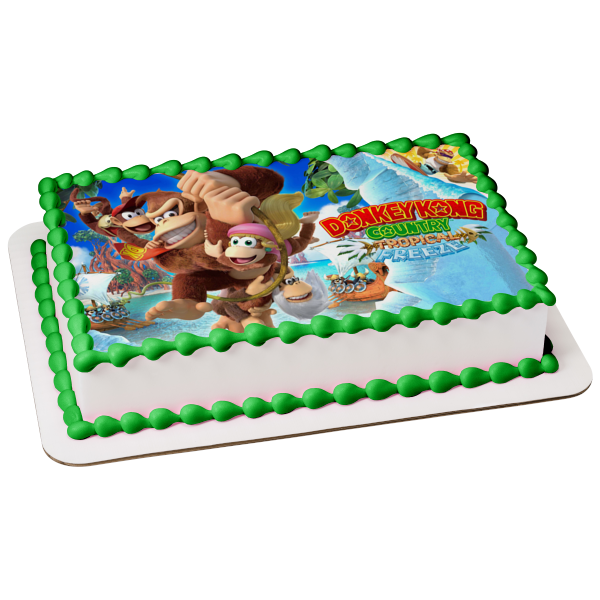 Donkey Kong Country Tropical Freeze Dixie Diddy Funky Cranky Edible Cake Topper Image ABPID50884