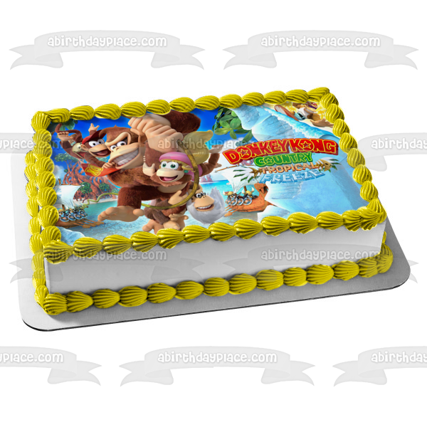 Donkey Kong Country Tropical Freeze Dixie Diddy Funky Cranky Edible Cake Topper Image ABPID50884