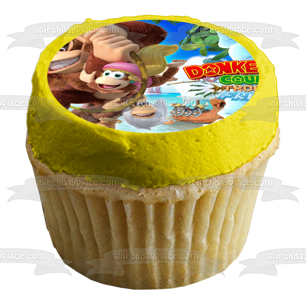 Donkey Kong Country Tropical Freeze Dixie Diddy Funky Cranky Edible Cake Topper Image ABPID50884