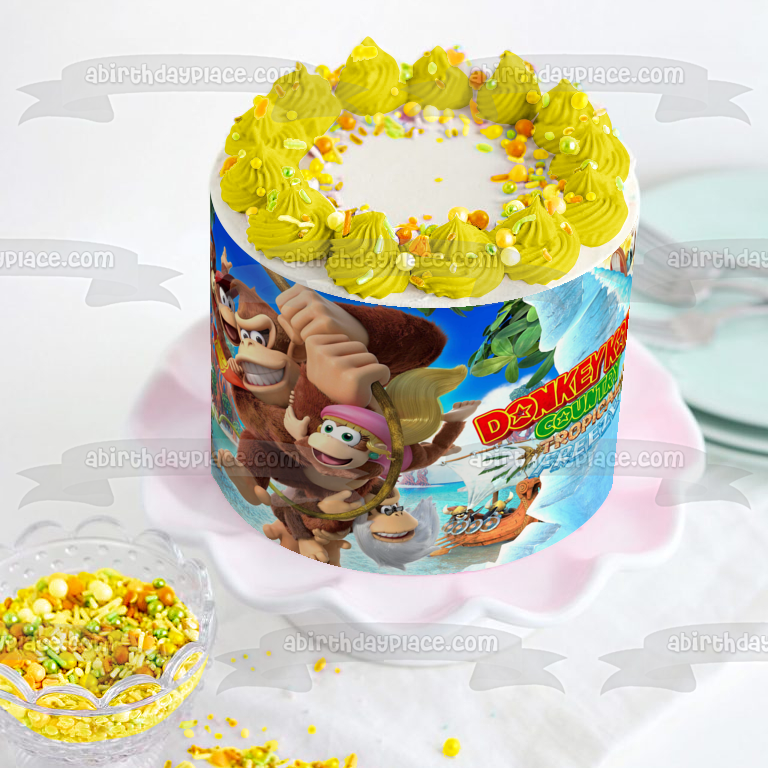 Donkey Kong Country Tropical Freeze Dixie Diddy Funky Cranky Edible Cake Topper Image ABPID50884