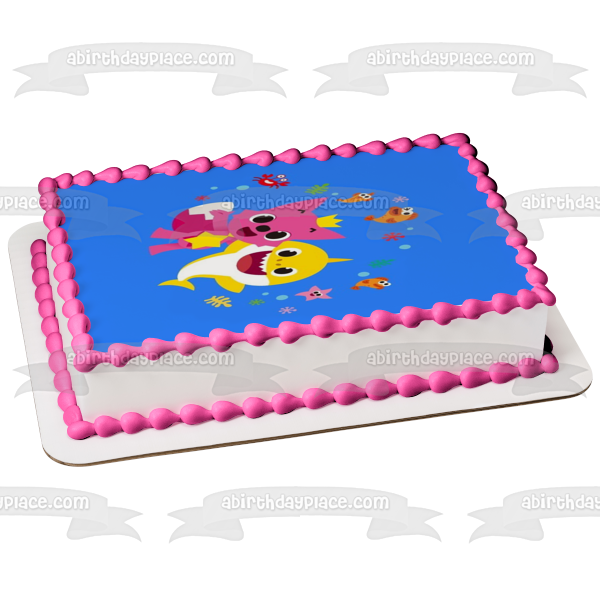 Bebé Tiburón Pinkfong Pez Cangrejo Estrella De Mar Fondo Del Océano Imagen Comestible Para Pastel ABPID50906 