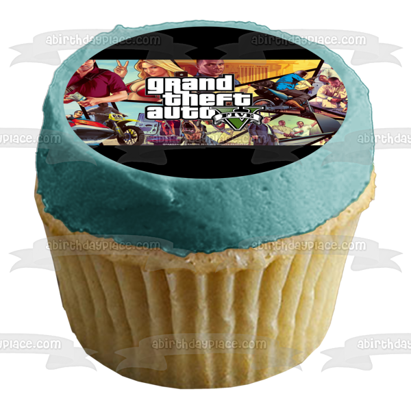 Imagen de decoración comestible para tarta de Grand Theft Auto 5 Franklin Trevor Michael ABPID50916 