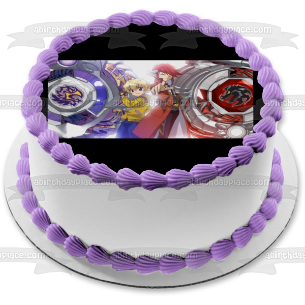 Beyblade Shogun Steel Dark Knight Dragoon Takanosuke Shishiya Sakyo Kurayami Frostic Dranzer Edible Cake Topper Image ABPID51132