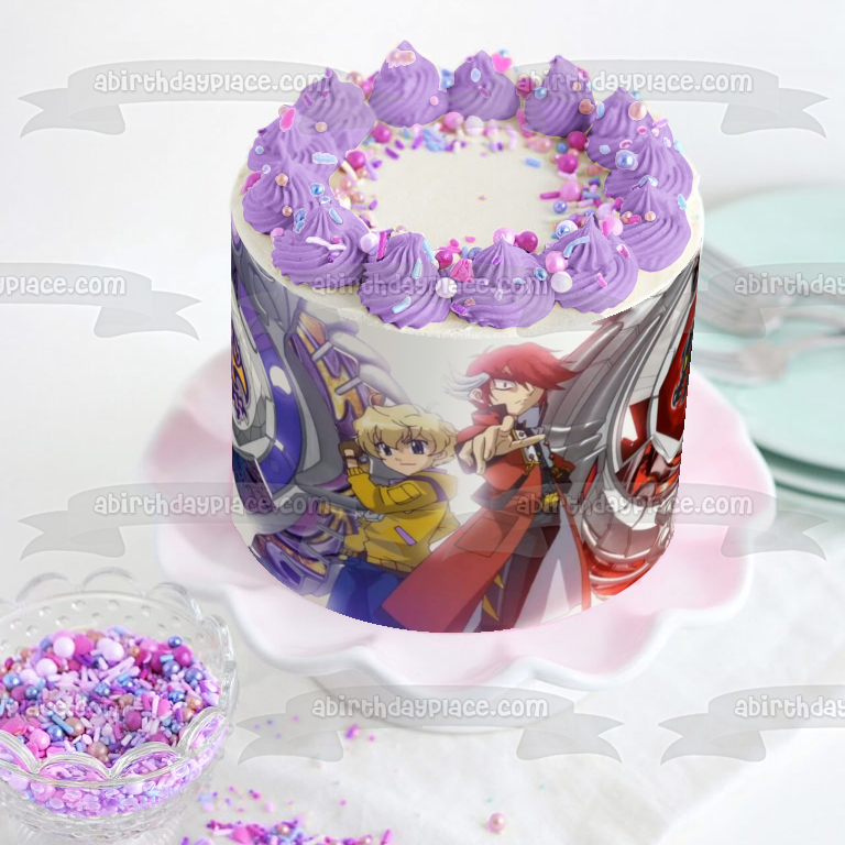 Beyblade Shogun Steel Dark Knight Dragoon Takanosuke Shishiya Sakyo Kurayami Frostic Dranzer Edible Cake Topper Image ABPID51132