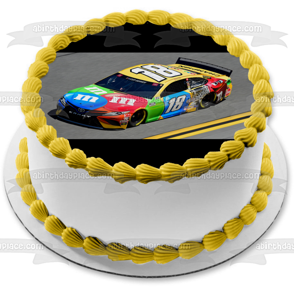 Nascar Daytona 500 Kyle Busch 18 Race Car Race Track Imagen comestible para tarta ABPID51158 