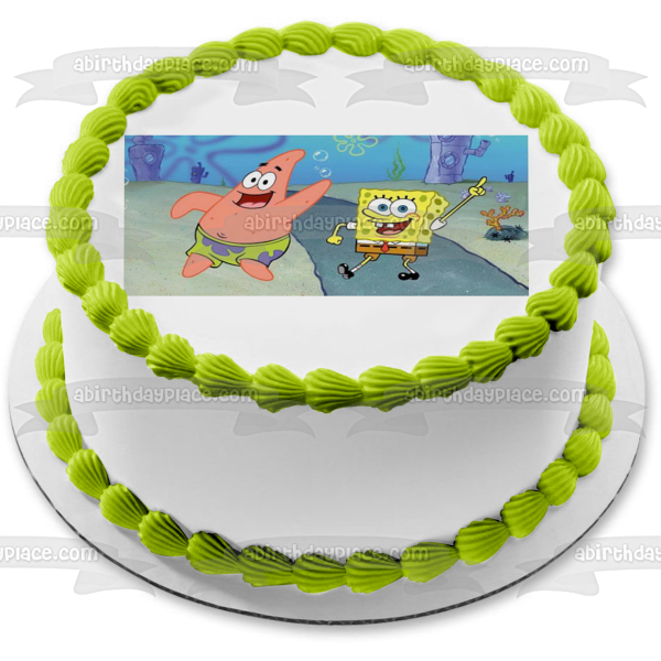 Adorno comestible para tarta con parte inferior del bikini de Bob Esponja y Patricio, imagen ABPID50950 