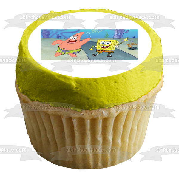 Adorno comestible para tarta con parte inferior del bikini de Bob Esponja y Patricio, imagen ABPID50950 