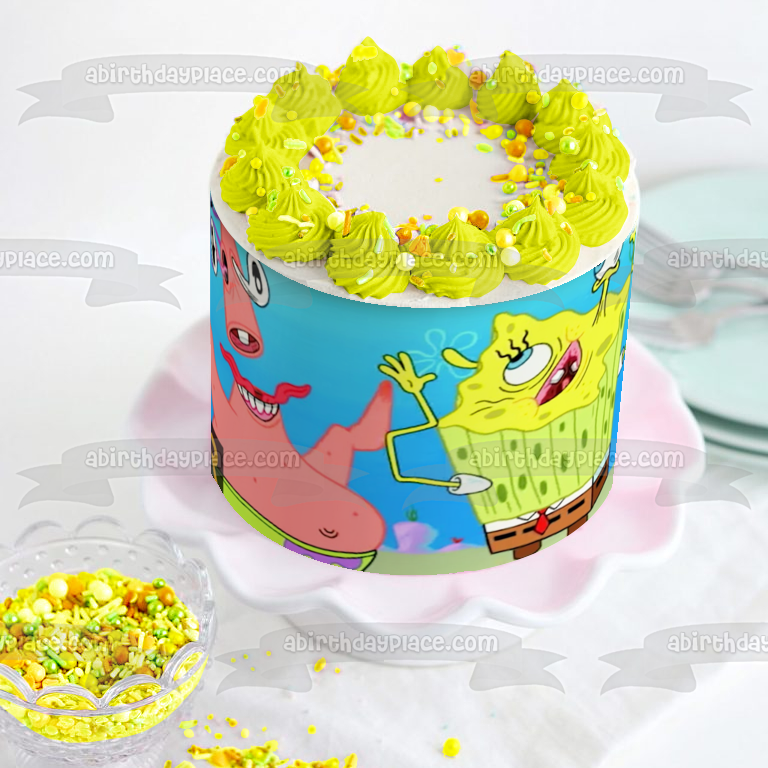 Adorno comestible para tarta de Bob Esponja y Patricio, imagen ABPID50987 