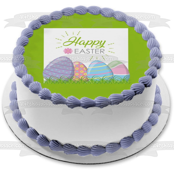 Feliz Pascua Huevos de Pascua Adorno comestible para pastel Imagen ABPID51206 