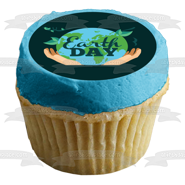 Earth Day Planet Earth Held In Hands Edible Cake Topper Image ABPID51218