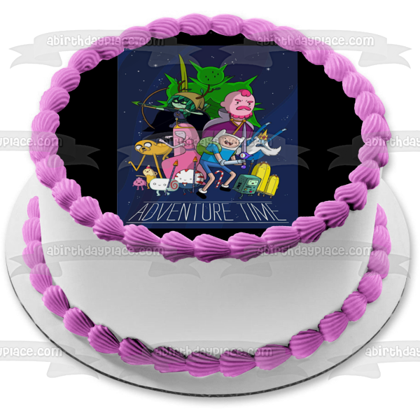 Adventure Time Finale Jake Finn Princess Bubblegum Ice King BMO Huntress Wizard Edible Cake Topper Image ABPID51328