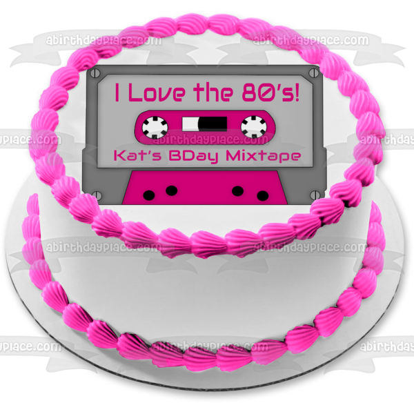 Me encanta el mixtape de las décadas de los 80, fiesta personalizable, baile, música de los 80, niños de los 80, decoración comestible para tarta, imagen ABPID51356 