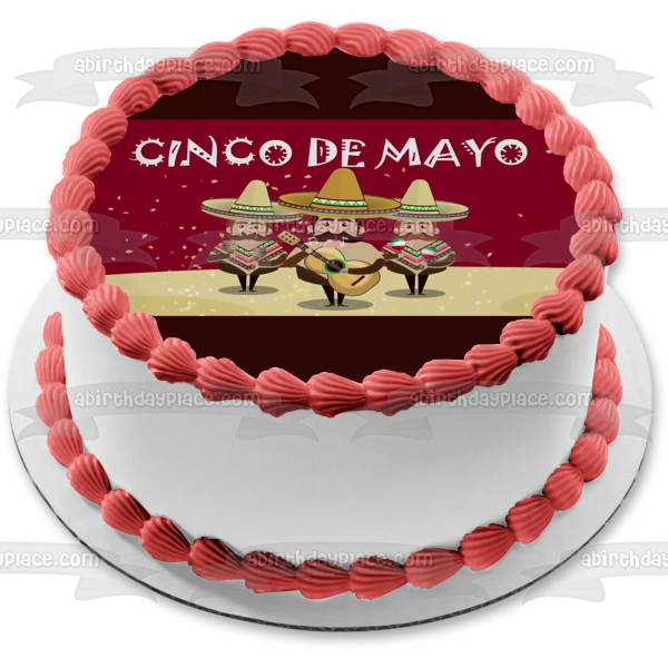 Cinco De Mayo Hombres Con Sombrero Y Tocando Instrumentos Imagen De Decoración Comestible Para Pastel ABPID51366 