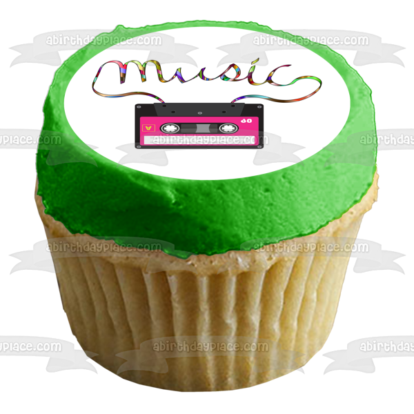 Música Mixtape Rainbow 80s 90s 70s Cassette Tape Personalizable Edible Cake Topper Imagen ABPID51273 