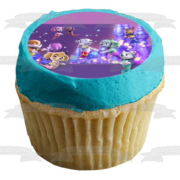 Paw Patrol Merpups personalizable Ryder Skye Chase Marshall Rocky y Rubble adorno comestible para tarta imagen ABPID56401 