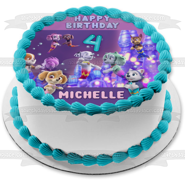 Paw Patrol Merpups personalizable Ryder Skye Chase Marshall Rocky y Rubble adorno comestible para tarta imagen ABPID56401 