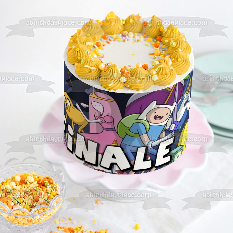 Hora de Aventura Finale Finn Jake Princesa Bubblegum Ice King BMO Adorno comestible para tarta Imagen ABPID51291 