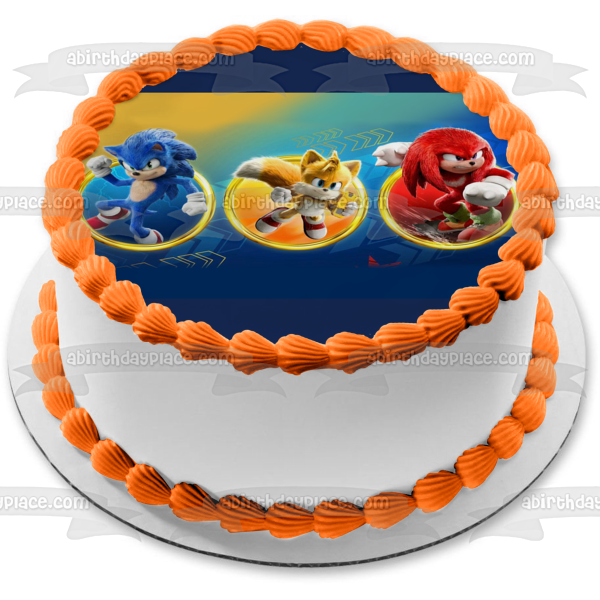 Sonic the Hedgehog 2 Tails and Knuckles Rings and Speed Lines Edible Cake Topper Image ABPID56404