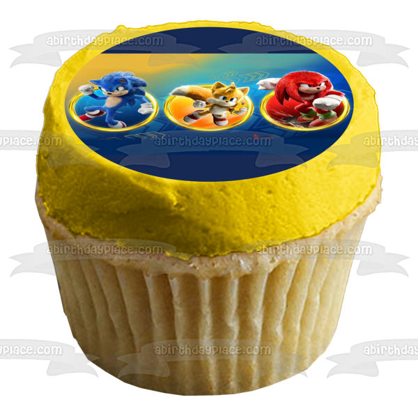 Sonic the Hedgehog 2 Tails and Knuckles Rings and Speed Lines Edible Cake Topper Image ABPID56404