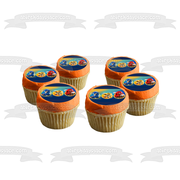 Sonic the Hedgehog 2 Tails and Knuckles Rings and Speed Lines Edible Cake Topper Image ABPID56404